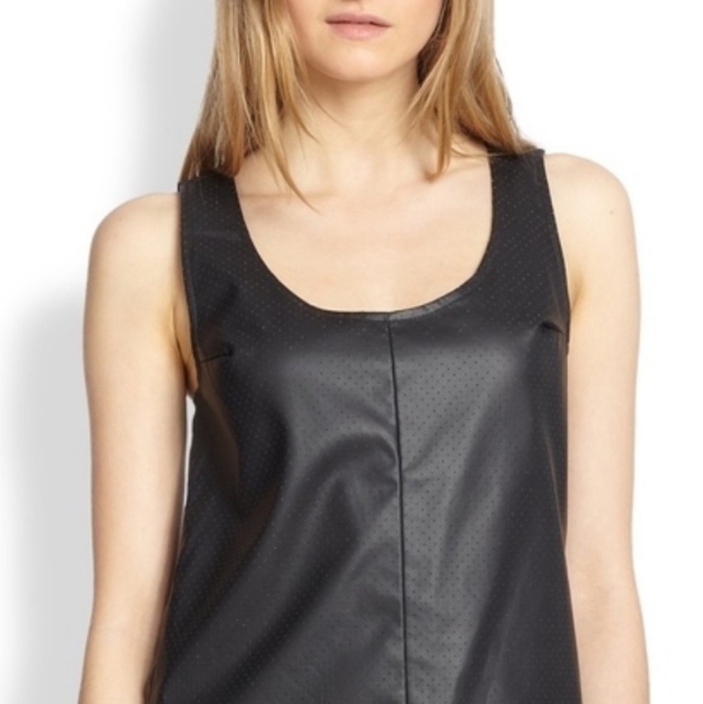 BLACK FAUX LEATHER TANK  S